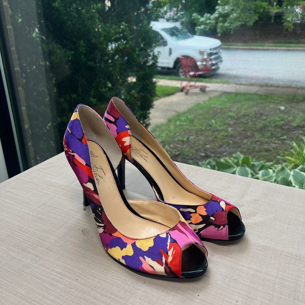 Marc Fisher Black and Pink Strappy Heels